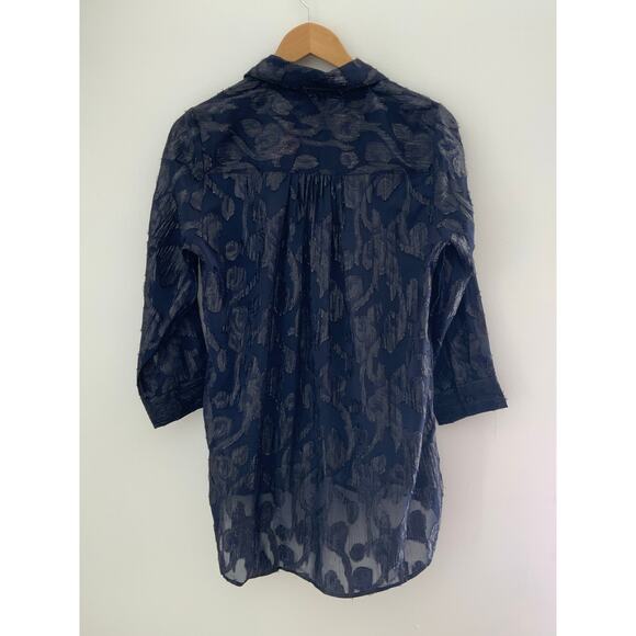 Boho Chic Navy Blouse NWT size medium 120 retail - Picture 2 of 5